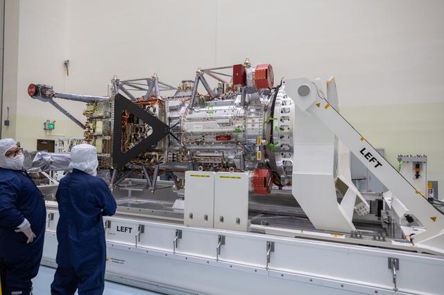 NASA image: Europa Clipper Spacecraft Rotate to Vertical, Lift and Mate to Work Stand