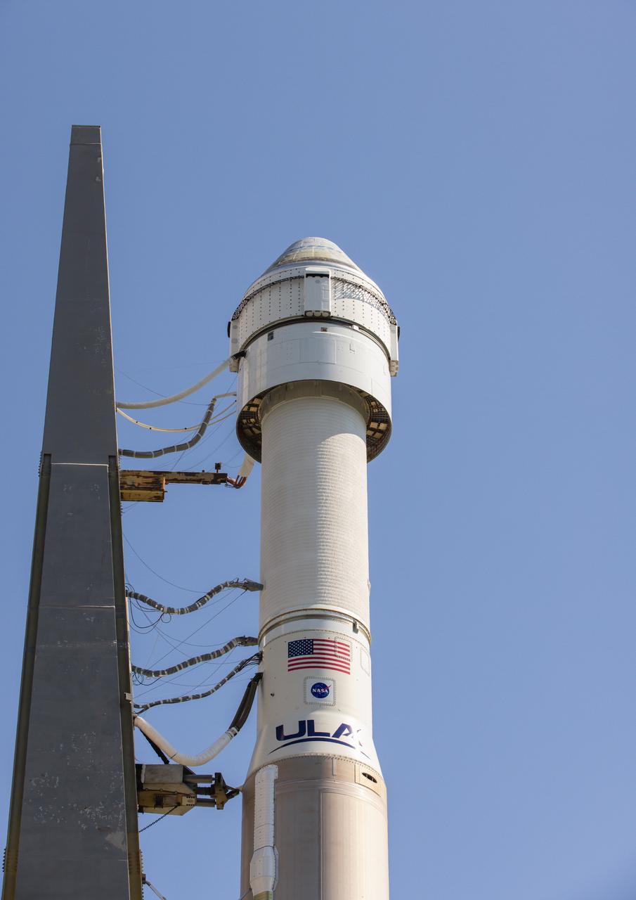 Boeing’s Starliner spacecraft atop United Launch Alliance’s Atlas V rocket is photographed at the launch pad of Space Launch Complex-41 at Cape Canaveral Space Force Station in Florida on Thursday, May 30, 2024, ahead of NASA’s Boeing Crew Flight Test. As part of the agency’s Commercial Crew Program, NASA astronauts Butch Wilmore and Suni Williams are the first to launch to the International Space Station aboard Boeing’s Starliner spacecraft. Liftoff is scheduled for 12:25 p.m. ET on Saturday, June 1.