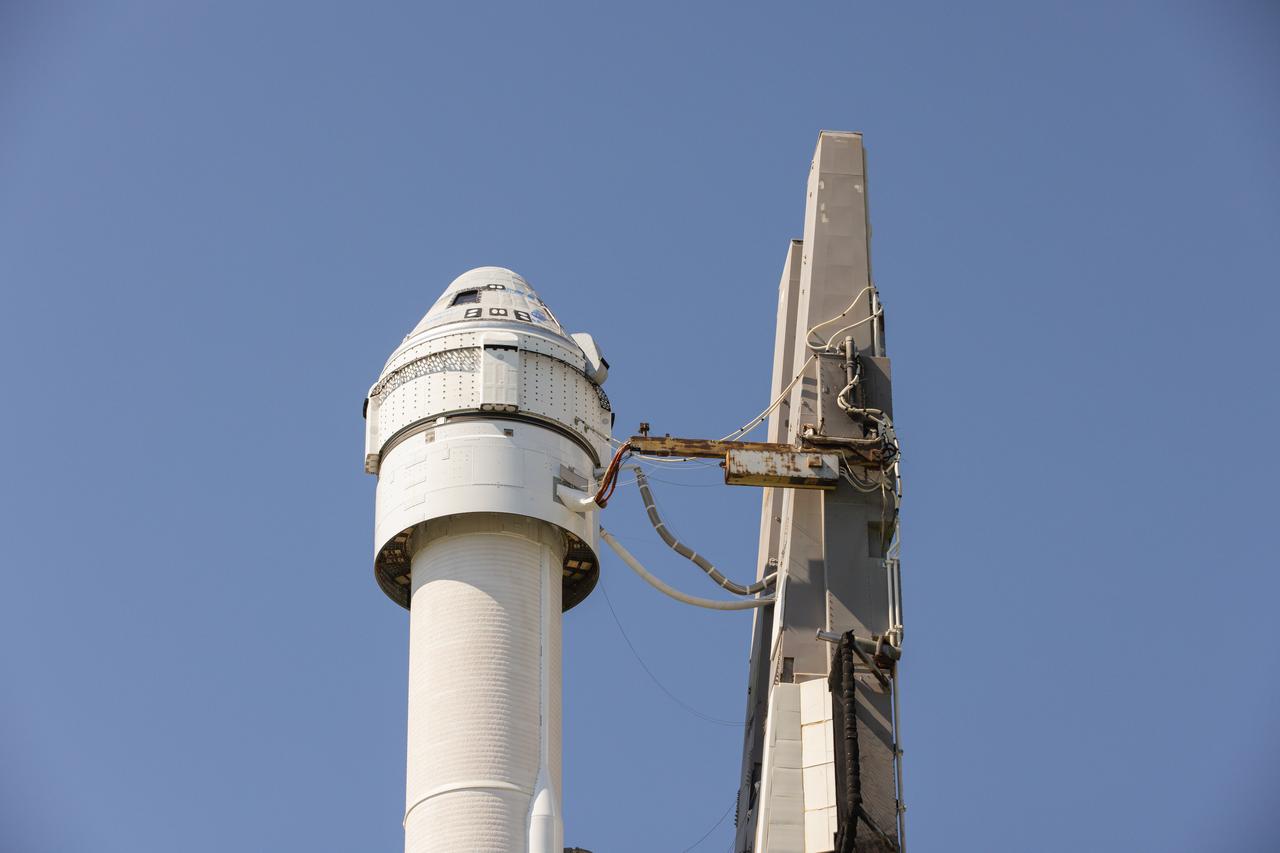 Boeing’s Starliner spacecraft atop United Launch Alliance’s Atlas V rocket is photographed at the launch pad of Space Launch Complex-41 at Cape Canaveral Space Force Station in Florida on Thursday, May 30, 2024, ahead of NASA’s Boeing Crew Flight Test. As part of the agency’s Commercial Crew Program, NASA astronauts Butch Wilmore and Suni Williams are the first to launch to the International Space Station aboard Boeing’s Starliner spacecraft. Liftoff is scheduled for 12:25 p.m. ET on Saturday, June 1.