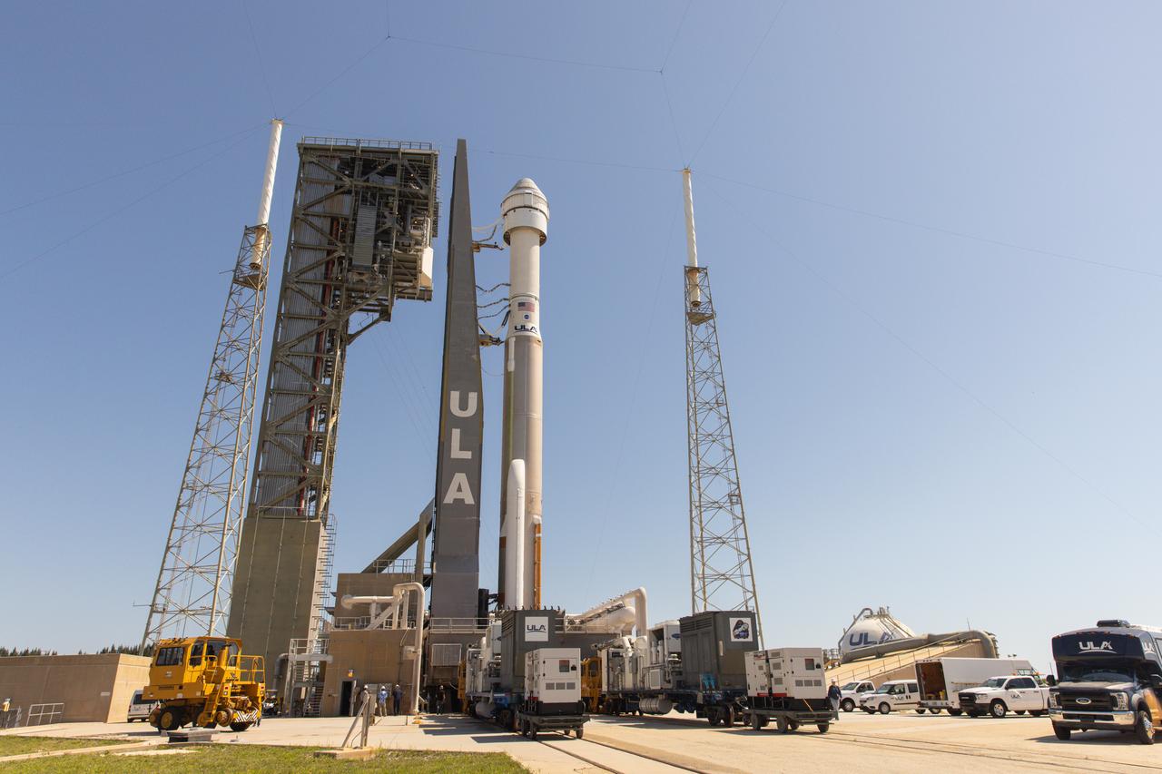 Boeing’s Starliner spacecraft atop the United Launch Alliance Atlas V rocket is seen on the launch pad of Space Launch Complex-41 at Cape Canaveral Space Force Station in Florida on Thursday, May 30, 2024, ahead of NASA’s Boeing Crew Flight Test. As part of the agency’s Commercial Crew Program, NASA astronauts Butch Wilmore and Suni Williams are the first to launch to the International Space Station aboard Boeing’s Starliner spacecraft. Liftoff is scheduled for 12:25 p.m. ET on Saturday, June 1.  