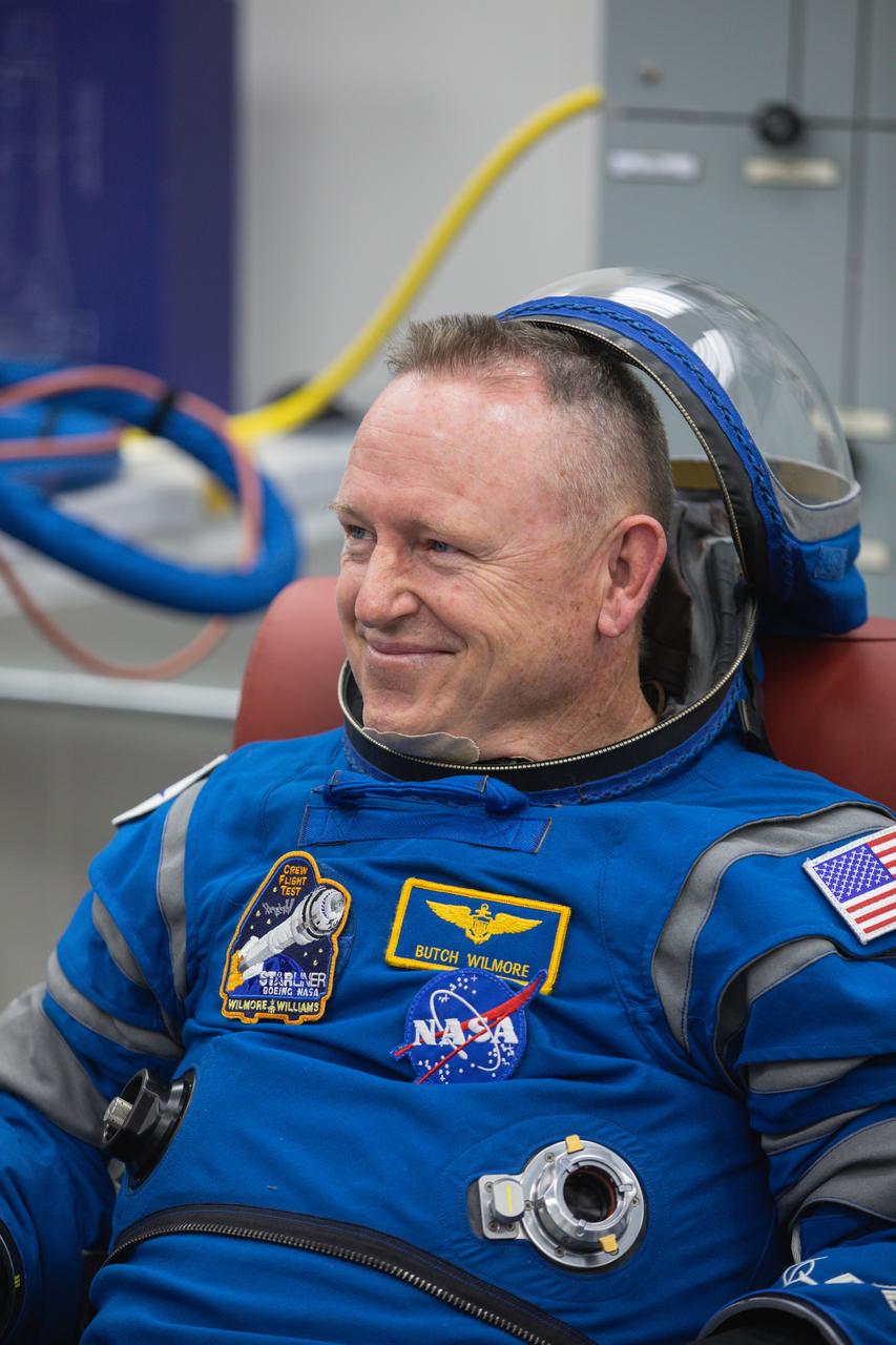 NASA’s Boeing Crew Flight Test astronaut Butch Wilmore relaxes in the suit-up room in the Astronaut Crew Quarters inside Kennedy Space Center’s Neil A. Armstrong Operations and Checkout Building in Florida a few hours before launch on Wednesday, June 5, 2024. As part of NASA’s Commercial Crew Program, Wilmore, joined by NASA astronaut Suni Williams, is preparing for the first crewed launch to the International Space Station aboard Boeing’s Starliner spacecraft atop a United Launch Alliance Atlas V rocket from Space Launch Complex-41 at nearby Cape Canaveral Space Force Station at 10:52 a.m. EDT.