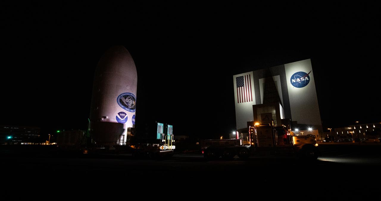 Crews transport NOAA’s (National Oceanic and Atmospheric Administration) Geostationary Operational Environmental Satellite (GOES-U) from the Astrotech Space Operations facility to the SpaceX hangar at Launch Complex 39A at NASA’s Kennedy Space Center in Florida beginning on Friday, June 14, 2024, with the operation finishing early Saturday, June 15, 2024. The fourth and final weather-observing and environmental monitoring satellite in NOAA’s GOES-R Series will assist meteorologists in providing advanced weather forecasting and warning capabilities. The two-hour window for liftoff opens 5:16 p.m. EDT Tuesday, June 25, aboard a SpaceX Falcon Heavy rocket from Launch Complex 39A at NASA’s Kennedy Space Center in Florida.
