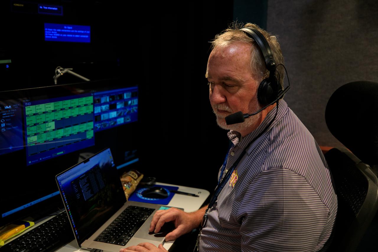 Mic Woltman, chief of Fleet Systems Integration for the Launch Services Program at NASA’s Kennedy Space Center participates in a mission dress rehearsal on Monday, June 17, 2024, inside Hangar AE at Cape Canaveral Space Force Station in Florida for the National Oceanic and Atmospheric Administration (NOAA) GOES-U (Geostationary Operational Environmental Satellite U) mission. The GOES-U satellite, the final addition to GOES-R series, will serve a critical role in providing continuous coverage of the Western Hemisphere, including monitoring tropical systems in the eastern Pacific and Atlantic oceans launched Tuesday, June 25, 2024.