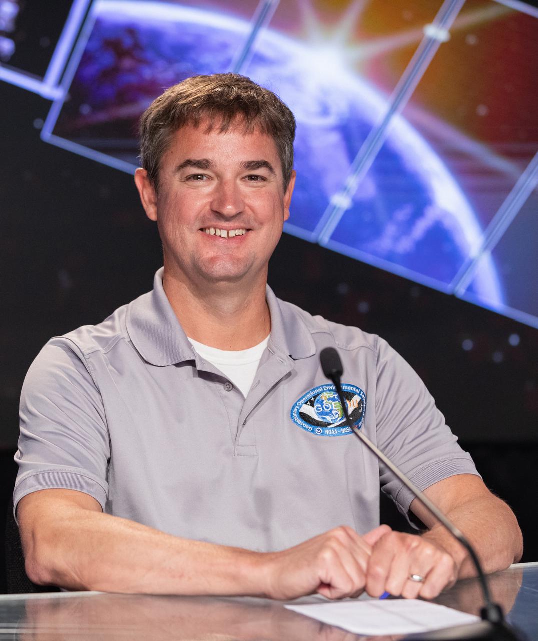 Dan Lindsey, chief scientist, GOES-R Program, NOAA, participates in a science briefing on Monday, June 24, 2024, at NASA’s Kennedy Space Center in Florida to discuss National Oceanic and Atmospheric Administration (NOAA) GOES-U (Geostationary Operational Environmental Satellite U) mission. The GOES-U satellite is the final addition to GOES-R series, which serves a critical role in providing continuous coverage of the Western Hemisphere, including monitoring tropical systems in the eastern Pacific and Atlantic oceans. The two-hour launch window opens at 5:16 p.m. EDT Tuesday, June 25, for the satellite’s launch on a SpaceX Falcon Heavy rocket from Launch Complex 39A at NASA’s Kennedy Space Center in Florida.