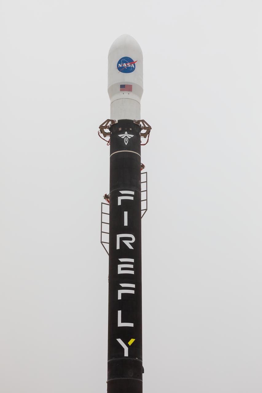 Firefly Aerospace’s Alpha rocket carrying eight CubeSats as part of NASA’s CubeSat Launch Initiative’s (CSLI) ELaNa 43 (Educational Launch of Nanosatellites) mission stands vertical at Space Launch Complex 2 at Vandenberg Space Force Base, California, on Monday, July 1, 2024. Firefly Aerospace is one of three companies selected to fly small satellites to space under NASA’s Launch Services Program Venture-Class Launch Services Demonstration 2 (VCLS Demo 2) contract awarded in December 2020.