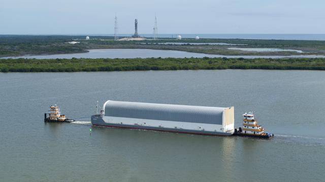 NASA image: Artemis II Core Stage Arrival at KSC - DRONE