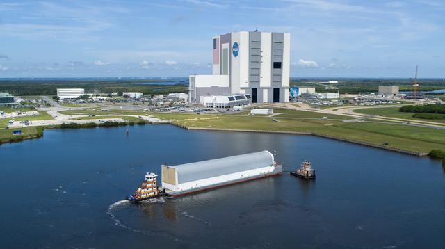 NASA image: Artemis II Core Stage Arrival at KSC - DRONE
