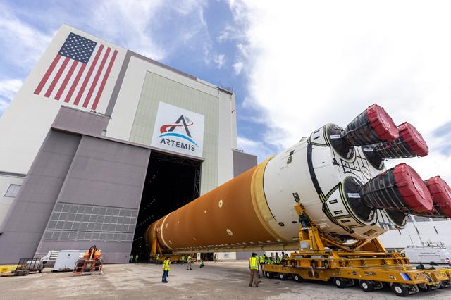 Artemis II Core Stage Transport to VAB