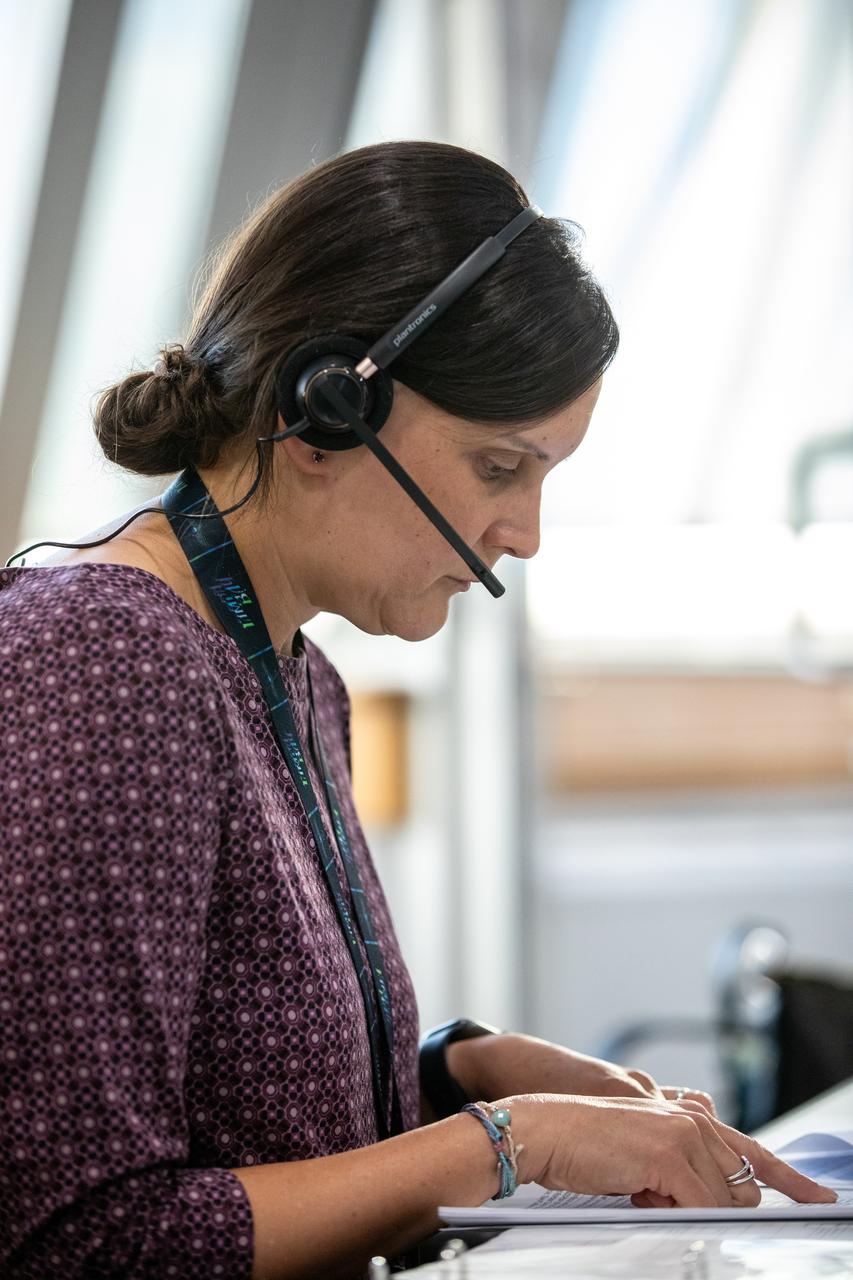Exploration Ground Systems team members practice the Emergency Egress operations that will take place in an event of an emergency during launch countdown for the Artemis missions.