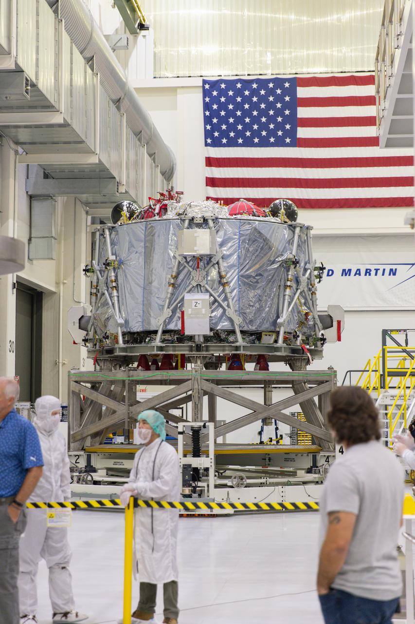 Teams from NASA, ESA (European Space Agency), and Airbus  prepare to integrate European Service Module 3 to the crew module adapter on Tuesday, Sept. 17, 2024, inside the Neil A. Armstrong Operations and Checkout Building at NASA’s Kennedy Space Center in Florida. The integrated hardware provides propulsion, electrical power, and other important elements for the Orion spacecraft’s Artemis III campaign to the lunar South Pole region of the Moon. 