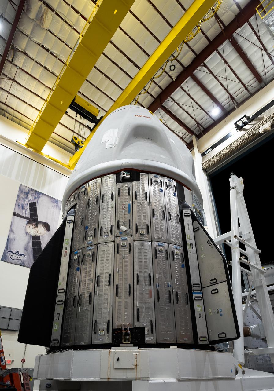 SpaceX’s Dragon spacecraft for NASA’s SpaceX Crew-9 mission arrives at SpaceX’s hangar at Space Launch Complex-40 at Cape Canaveral Space Force Station in Florida on Friday, Sept. 20, 2024, after a short journey from a nearby processing facility. NASA astronaut Nick Hague and Roscosmos cosmonaut Aleksandr Gorbunov will launch to the International Space Station aboard SpaceX’s Dragon spacecraft and Falcon 9 rocket no earlier than 2:05 p.m. EDT Thursday, Sept. 26, 2024. Crew-9 is the ninth crew rotation mission with SpaceX to the space station as part of the agency’s Commercial Crew Program.