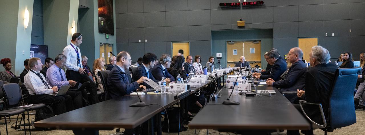 Managers with NASA and SpaceX, along with international partners, participate in NASA’s SpaceX Crew-9 Flight Readiness Review at the agency’s Kennedy Space Center in Florida on Monday, Sept. 23, 2024. Launch is targeted for 2:05 p.m. EDT Sept. 26, 2024, from Space Launch Complex-40 at Cape Canaveral Space Force Station in Florida. NASA astronaut Nick Hague and Roscosmos cosmonaut Aleksandr Gorbunov will launch to the International Space Station aboard SpaceX’s Dragon spacecraft and Falcon 9 rocket on the company’s ninth crew rotation mission for NASA as part of the agency’s Commercial Crew Program.