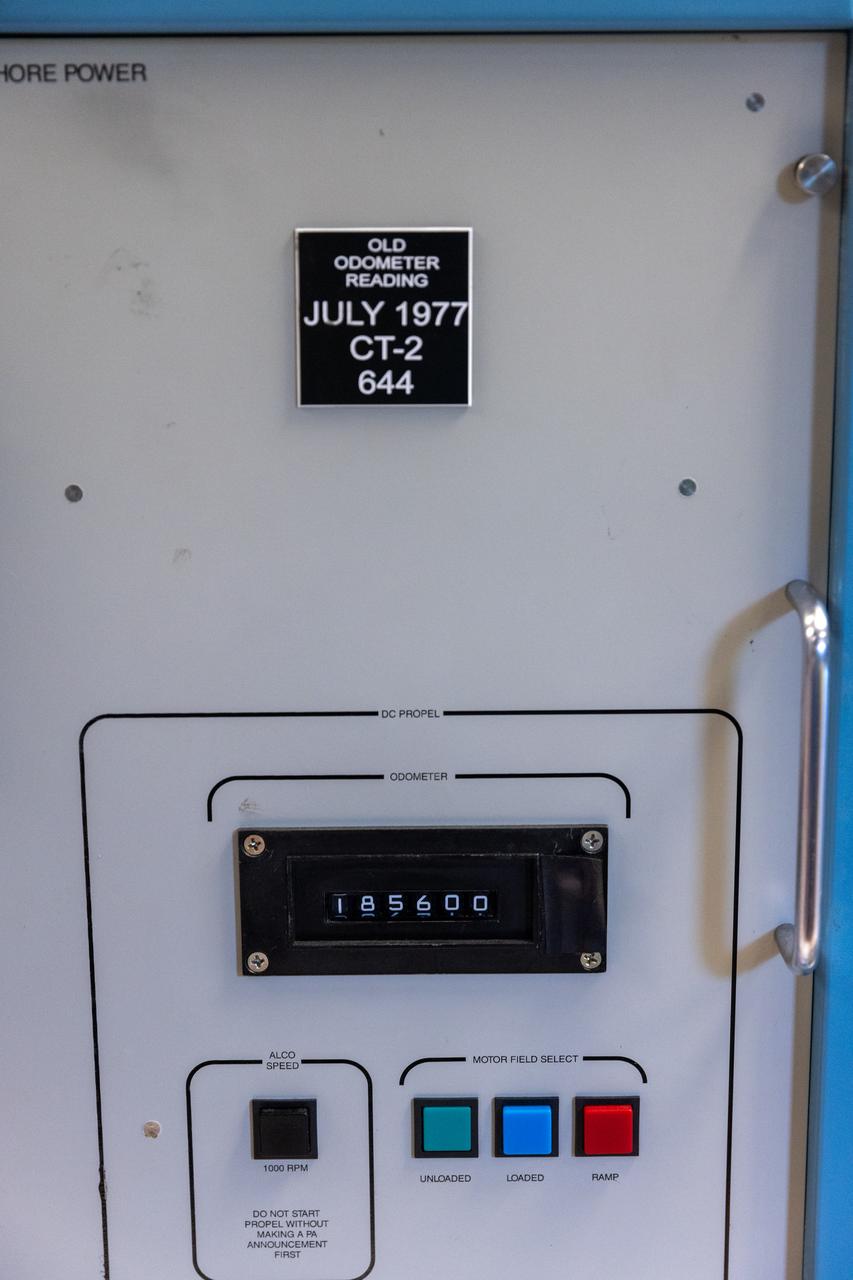 A photo of NASA’s crawler-transporter 2 odometer on Wednesday, Sept. 25, 2024, at NASA’s Kennedy Space Center in Florida, commemorates the milestone of reaching 2,500 miles traveled since its construction in 1965. Crawler-transporter 2’s original odometer ceased working in 1977 at 644 miles, so teams with NASA’s Exploration Ground Systems added the original figure to the new odometer to calculate the milestone. Built originally to transport massive Saturn V rockets during the Apollo Program, crawler-transporter 2 continued its service during the Space Shuttle Program, and currently transports the massive SLS (Space Launch System) rocket and Orion spacecraft atop the mobile launcher as part of the agency’s Artemis campaign.