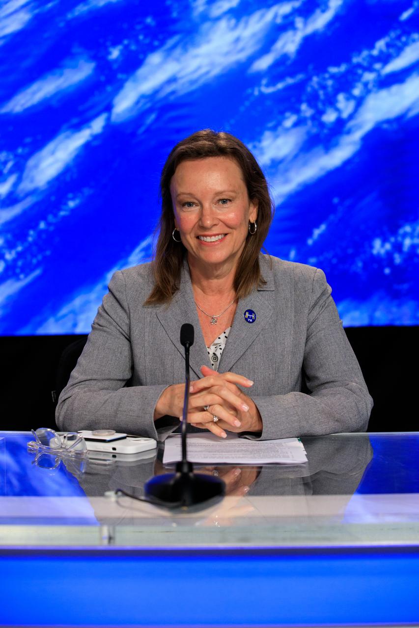 Dina Contella, deputy manager of NASA’s International Space Station Program, participates in a postlaunch news conference at the agency’s Kennedy Space Center in Florida on Saturday, Sept. 28, 2024, following the launch of NASA’s SpaceX Crew-9 mission to the International Space Station. NASA astronaut Nick Hague and Roscosmos cosmonaut Aleksandr Gorbunov launched aboard SpaceX’s Dragon spacecraft and Falcon 9 rocket from nearby Space Launch Complex-40 at Cape Canaveral Space Force Station at 1:17 p.m. EDT on the ninth crew rotation mission with SpaceX to the space station as part of the agency’s Commercial Crew Program.