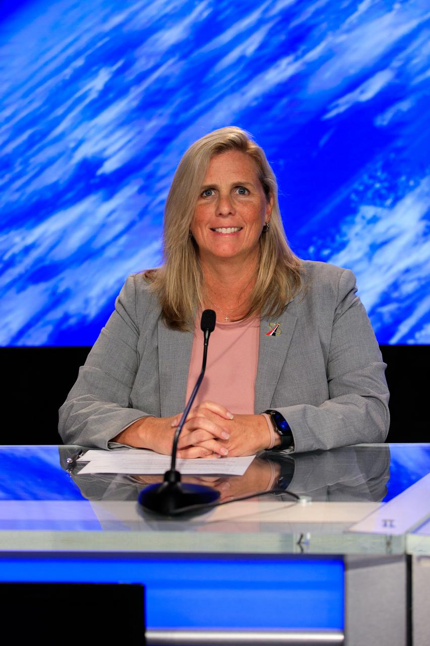 Dana Hutcherson, deputy manager of NASA’s Commercial Crew Program, participates in a postlaunch news conference at the agency’s Kennedy Space Center in Florida on Saturday, Sept. 28, 2024, following the launch of NASA’s SpaceX Crew-9 mission to the International Space Station. NASA astronaut Nick Hague and Roscosmos cosmonaut Aleksandr Gorbunov launched aboard SpaceX’s Dragon spacecraft and Falcon 9 rocket from nearby Space Launch Complex-40 at Cape Canaveral Space Force Station at 1:17 p.m. EDT on the ninth crew rotation mission with SpaceX to the space station as part of the agency’s Commercial Crew Program. 