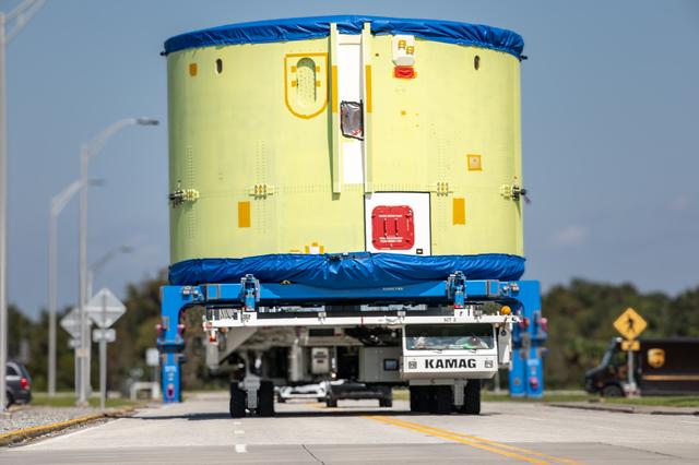 NASA image: Artemis IV CS Engine Section move from VAB to SSPF