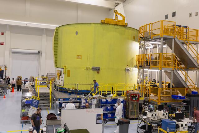 NASA image: Artemis III Engine Section inside SSPF High Bay