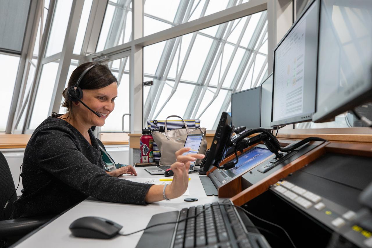 Mari Forrestel, Artemis launch director technical assistant, Exploration Ground Systems at NASA’s Kennedy Space Center in Florida, participates in the Artemis II Terminal Count Simulation #11 inside Firing Room 1 in the Launch Control Center at NASA’s Kennedy on Thursday, Nov. 7, 2024. The simulations go through launch day scenarios to help launch team members test software and make adjustments if needed during countdown operations. Four astronauts will venture around the Moon on Artemis II, the first crewed mission on NASA’s path to establishing a long-term presence for science and exploration through Artemis.