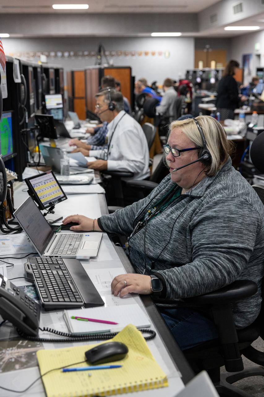 Members of the Artemis launch team participate in an Artemis II Terminal Count Simulation in Firing Room 1 inside the Launch Control Center at NASA’s Kennedy Space Center in Florida on Friday, Dec. 6, 2024. Teams practiced running through the last hours of launch countdown as part of an integrated ground systems test the Exploration Ground Systems team is undergoing to prepare for Artemis II. This particular operation focused on testing the updated launch control system software the Artemis launch team uses to launch the SLS (Space Launch System) rocket and Orion spacecraft. Four astronauts will venture around the Moon on Artemis II, the first crewed mission on NASA’s path to establishing a long-term presence for science and exploration through Artemis.