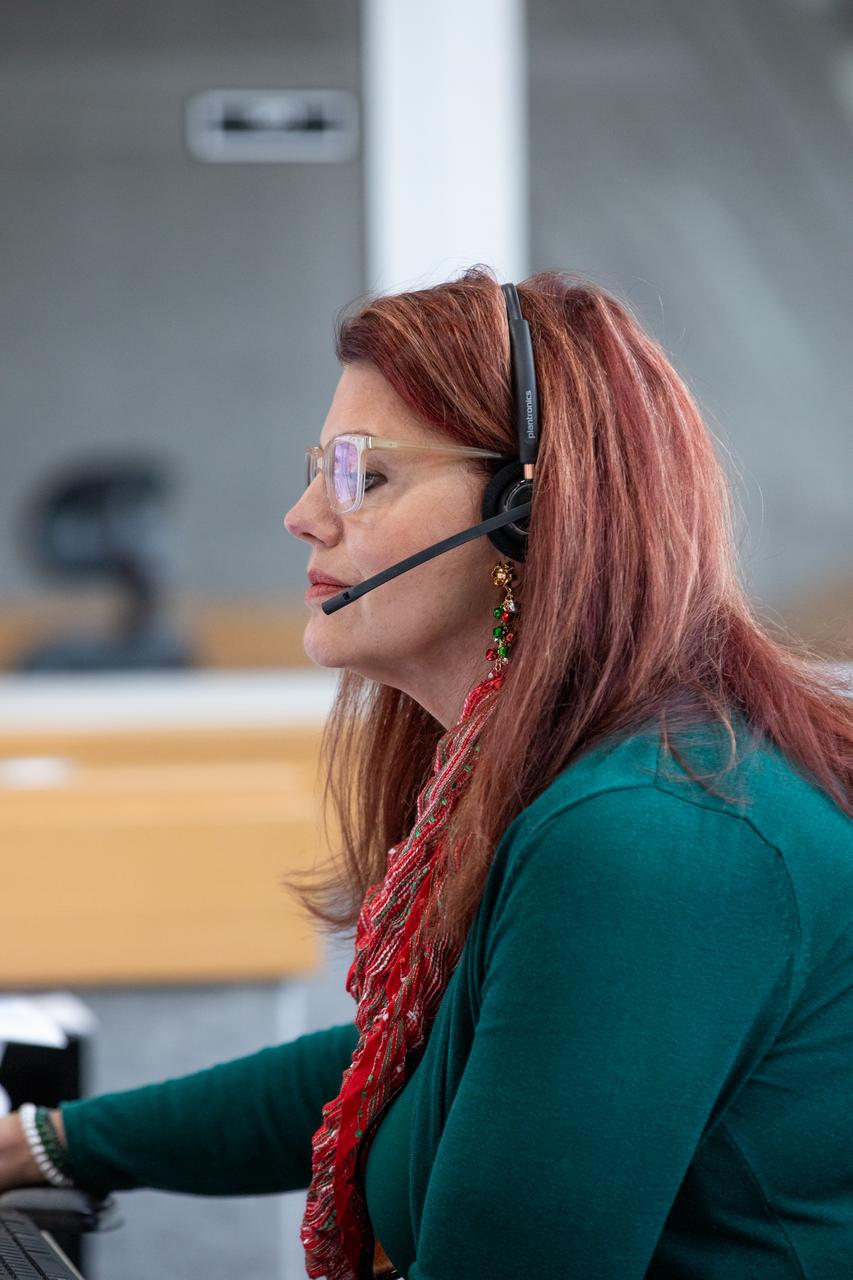 Charlie Blackwell-Thompson, NASA Artemis launch director, monitors the terminal countdown simulation for the Artemis II mission inside Firing Room at the Launch Control Center at NASA’s Kennedy Space Center in Florida on Thursday, Dec. 12, 2024. Four astronauts will venture around the Moon on Artemis II, the first crewed mission on NASA’s path to establishing a long-term presence for science and exploration through Artemis.