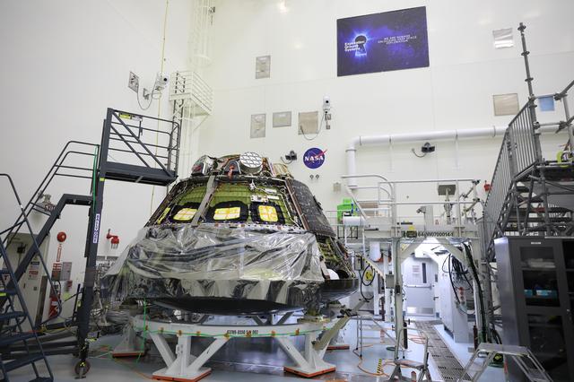 NASA image: Artemis I Environment Test Article (ETA) at the MPPF