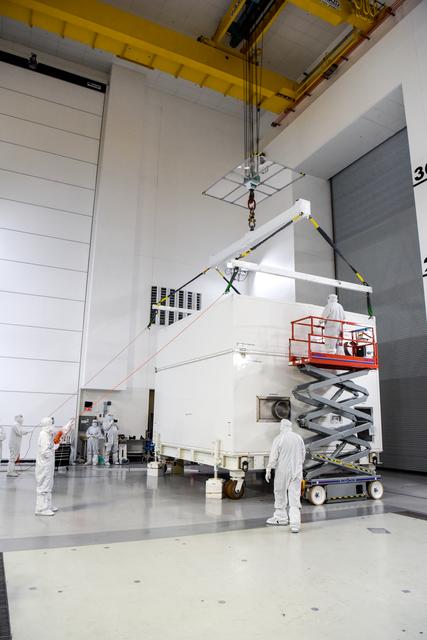 NASA image: SPHEREx Spacecraft Uncrating at Astrotech VSFB