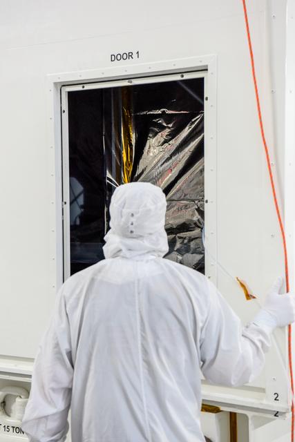 NASA image: SPHEREx Spacecraft Uncrating at Astrotech VSFB