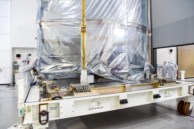 NASA image: SPHEREx Spacecraft Uncrating at Astrotech VSFB