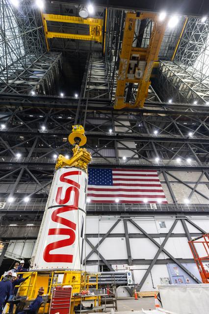 NASA image: Artemis II Stacking - Left Center Center Prepped for Lift - SLS 