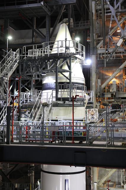 NASA image: Artemis II Stacking Nose Cone LH mate