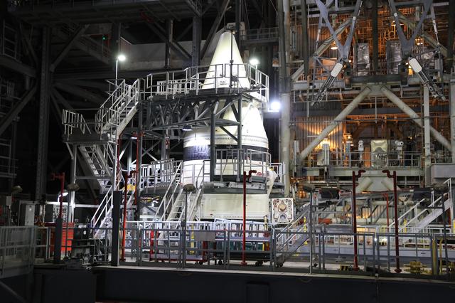 NASA image: Artemis II Stacking Nose Cone LH mate