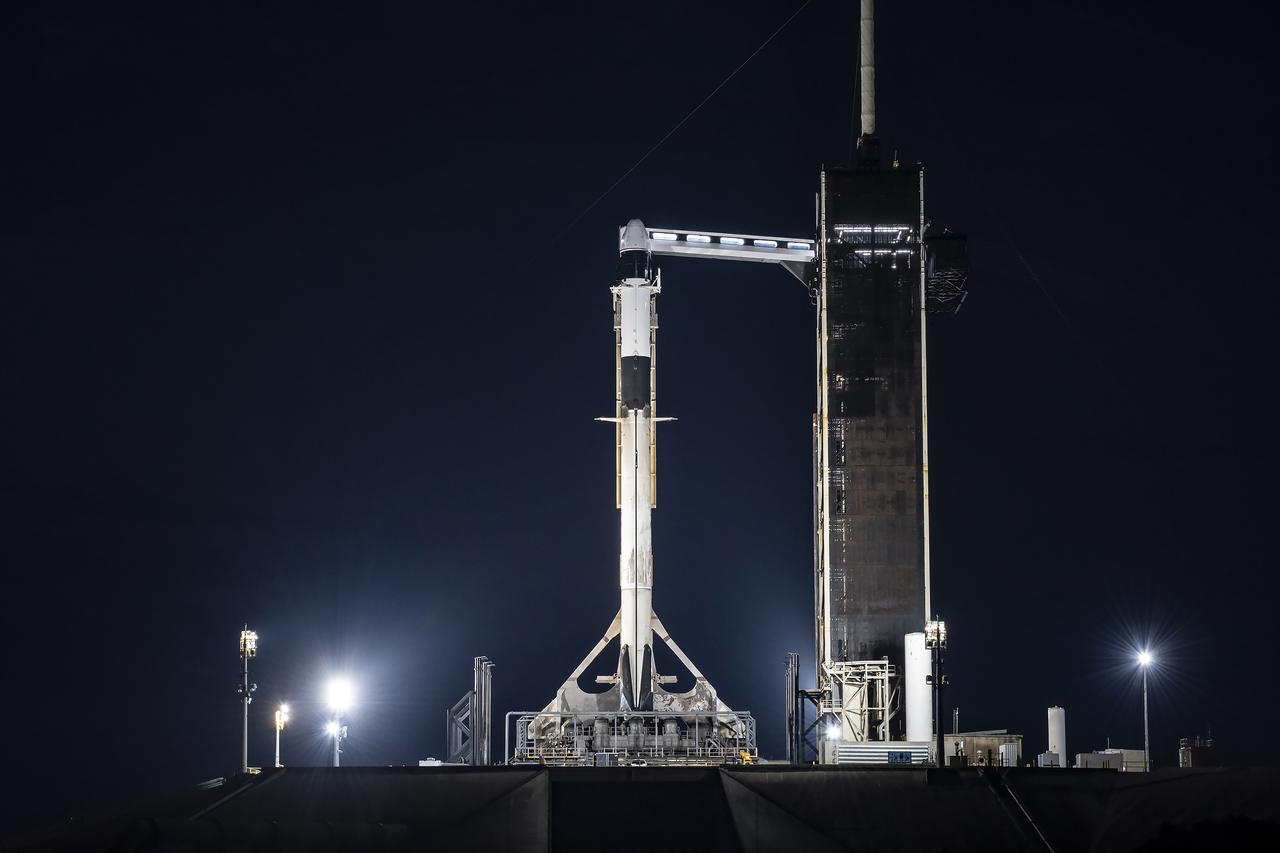 A SpaceX Falcon 9 rocket with the company’s Dragon spacecraft on top is seen during sunrise on the launch pad at Launch Complex 39A at NASA’s Kennedy Space Center in Florida on Tuesday, March 11, 2025, ahead of the agency’s SpaceX Crew-10 launch. Crew-10 is the 10th crew rotation mission with SpaceX to the International Space Station as part of the agency’s Commercial Crew Program, sending NASA astronauts Anne McClain and Nichole Ayers, along with JAXA (Japan Aerospace Exploration Agency) astronaut Takuya Onishi and Roscosmos cosmonaut Kirill Peskov to the orbiting laboratory for about a four-month science mission. Liftoff is targeted for 7:48 p.m. EDT on Wednesday, March 12, 2025.