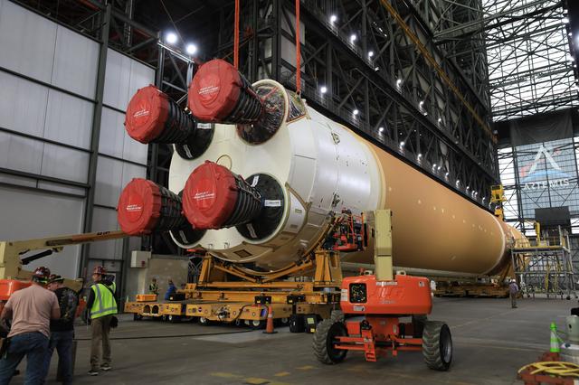 NASA image: Artemis II Core Stage Lift from HB2 to Transfer Aisle