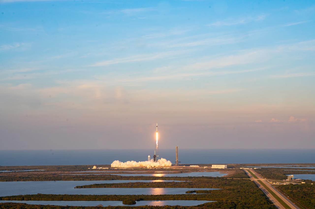 A SpaceX Falcon 9 rocket carrying the company's Dragon spacecraft lifts off on NASA’s SpaceX Crew-10 mission to the International Space Station with NASA astronauts Anne McClain and Nichole Ayers, along with JAXA (Japan Aerospace Exploration Agency) astronaut Takuya Onishi and Roscosmos cosmonaut Kirill Peskov aboard at 7:03 p.m. EDT Friday, March 14, 2025, from Launch Complex 39A at Kennedy Space Center in Florida. Crew-10 is the 10th crew rotation mission of the SpaceX Dragon spacecraft and Falcon 9 rocket to the space station as part of the agency’s Commercial Crew Program.