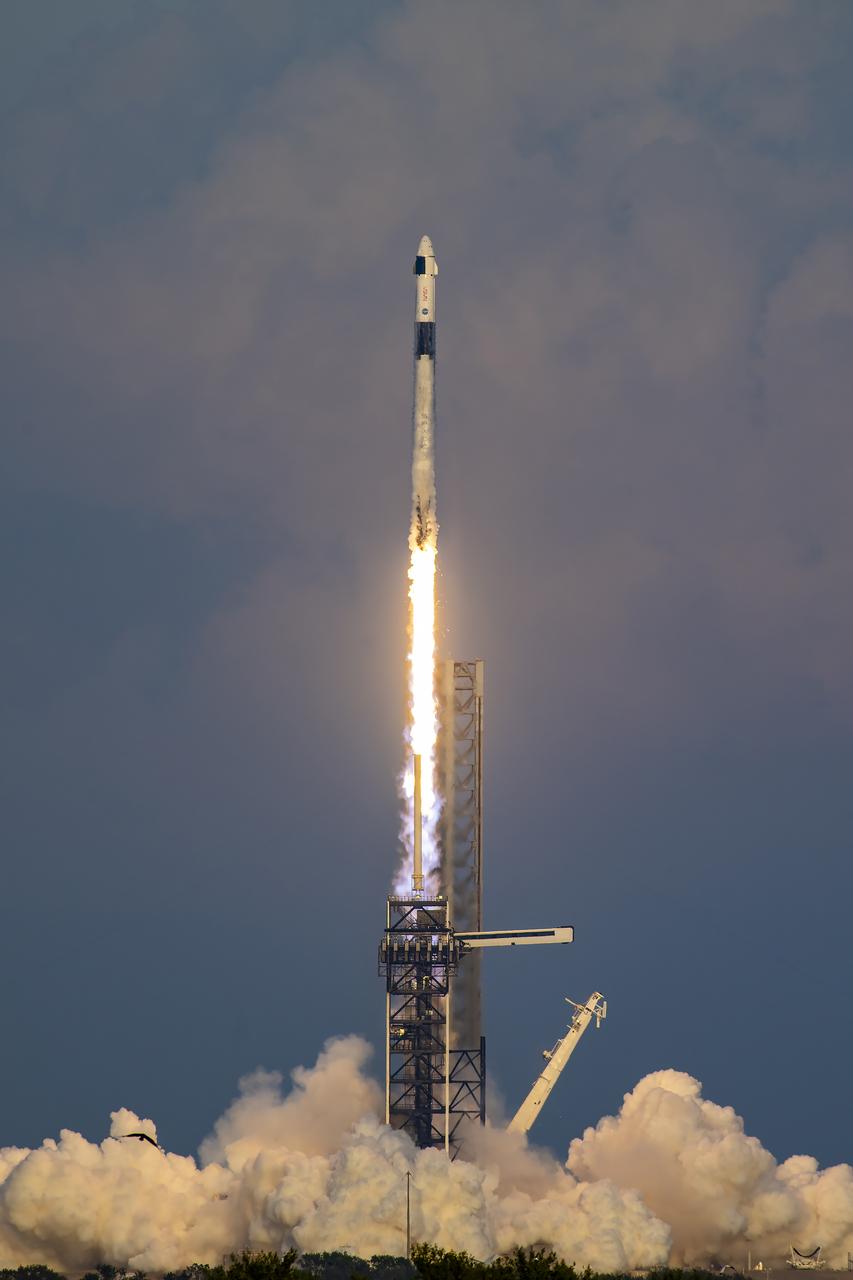 A SpaceX Falcon 9 rocket carrying the company's Dragon spacecraft lifts off on NASA’s SpaceX Crew-10 mission to the International Space Station with NASA astronauts Anne McClain and Nichole Ayers, along with JAXA (Japan Aerospace Exploration Agency) astronaut Takuya Onishi and Roscosmos cosmonaut Kirill Peskov aboard at 7:03 p.m. EDT Friday, March 14, 2025, from Launch Complex 39A at Kennedy Space Center in Florida. Crew-10 is the 10th crew rotation mission of the SpaceX Dragon spacecraft and Falcon 9 rocket to the space station as part of the agency’s Commercial Crew Program.
