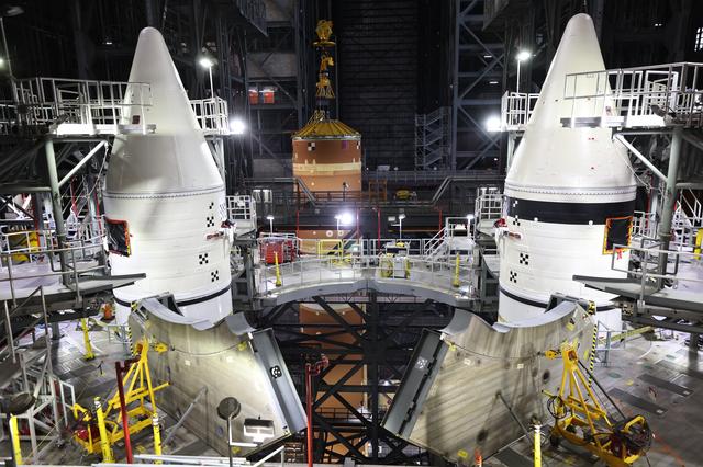 NASA image: Core Stage Lift to Vertical for Move to High Bay 3
