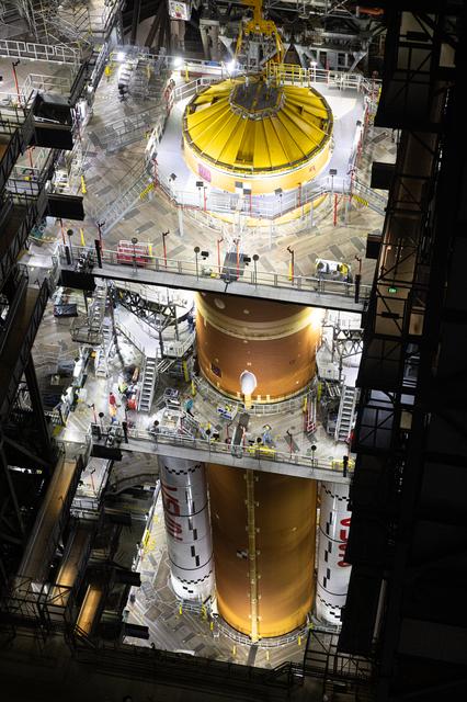 NASA image: Core Stage Lift to Vertical for Move to High Bay 3
