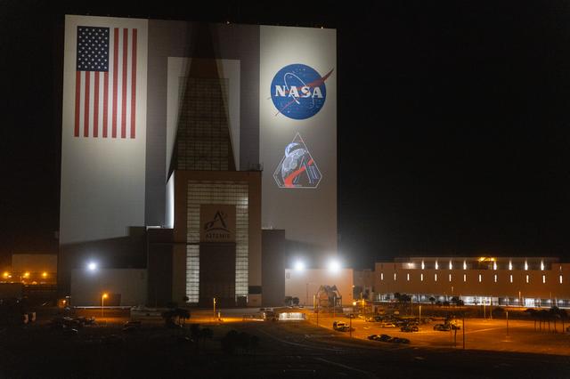 NASA image: Artemis II Mission Patch on VAB