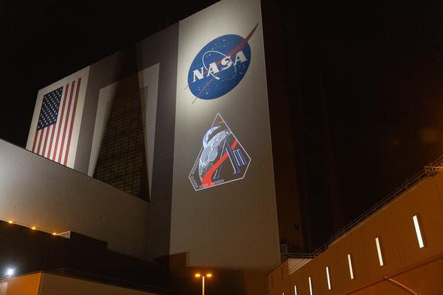 NASA image: Artemis II Mission Patch on VAB