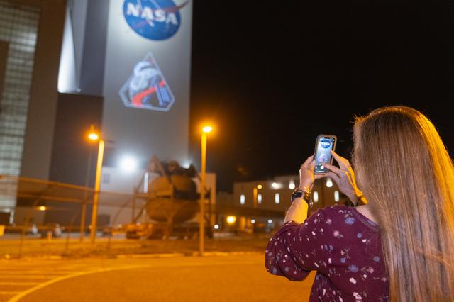 NASA image: Artemis II Mission Patch on VAB