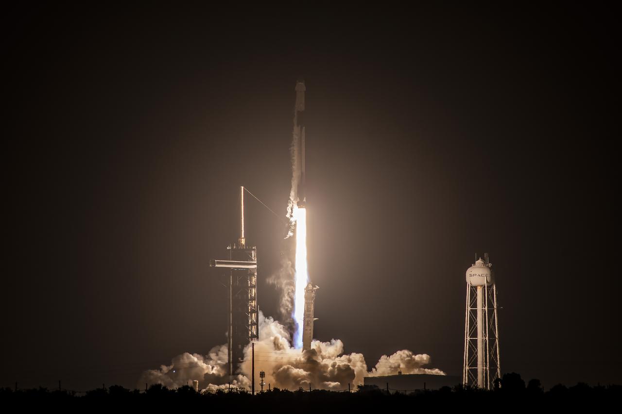 The SpaceX Falcon 9 rocket carrying the Dragon spacecraft lifts off from Launch Complex 39A at NASA’s Kennedy Space Center in Florida on Monday, April 21, on the company’s 32nd commercial resupply services mission for the agency to the International Space Station. Liftoff was at 4:15 a.m. EDT. Dragon will deliver a variety of science experiments, including a demonstration of refined maneuvers for free-floating robots. Dragon also carries an enhanced air quality monitoring system that could protect crew members on exploration missions to the Moon and Mars, and two atomic clocks to examine fundamental physics concepts such as relativity and test worldwide synchronization of precision timepieces.