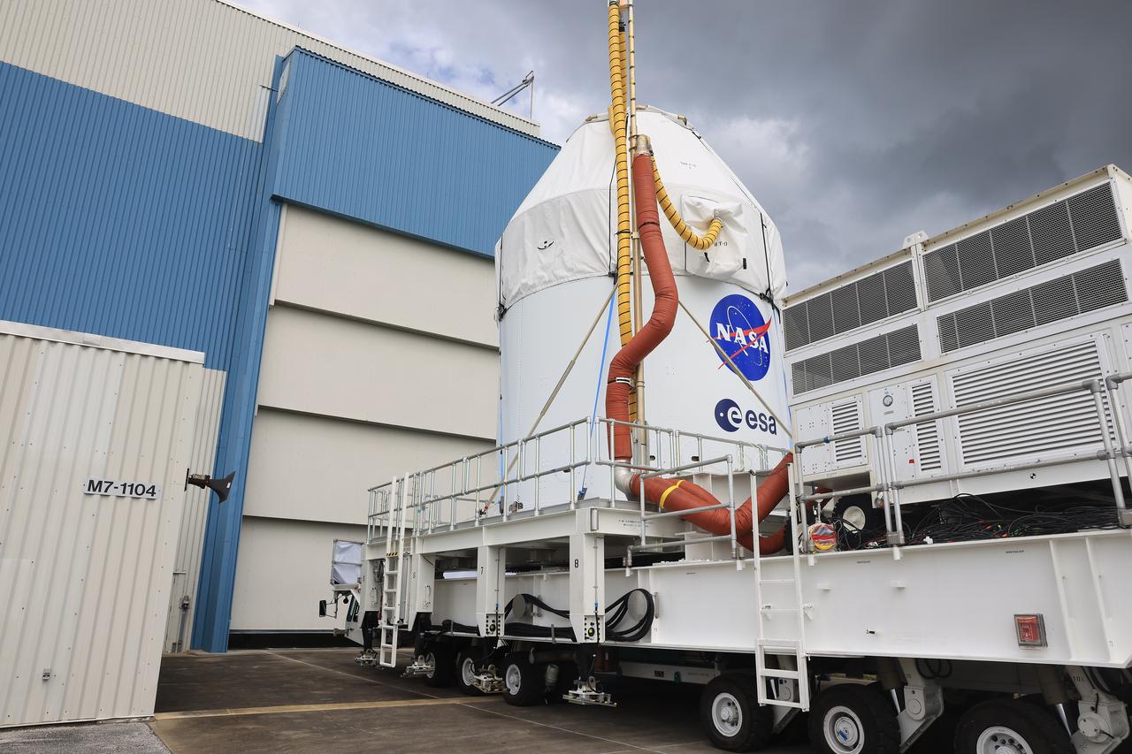 NASA’s Artemis II Orion spacecraft arrives at the Multi-Payload Processing Facility at Kennedy Space Center in Florida on Saturday, May 3, 2025, to undergo fueling and processing operations for prelaunch operations. The Artemis II test flight is the first crewed flight under NASA’s Artemis campaign and is another step toward missions on the lunar surface and helping the agency prepare for future human missions to Mars.