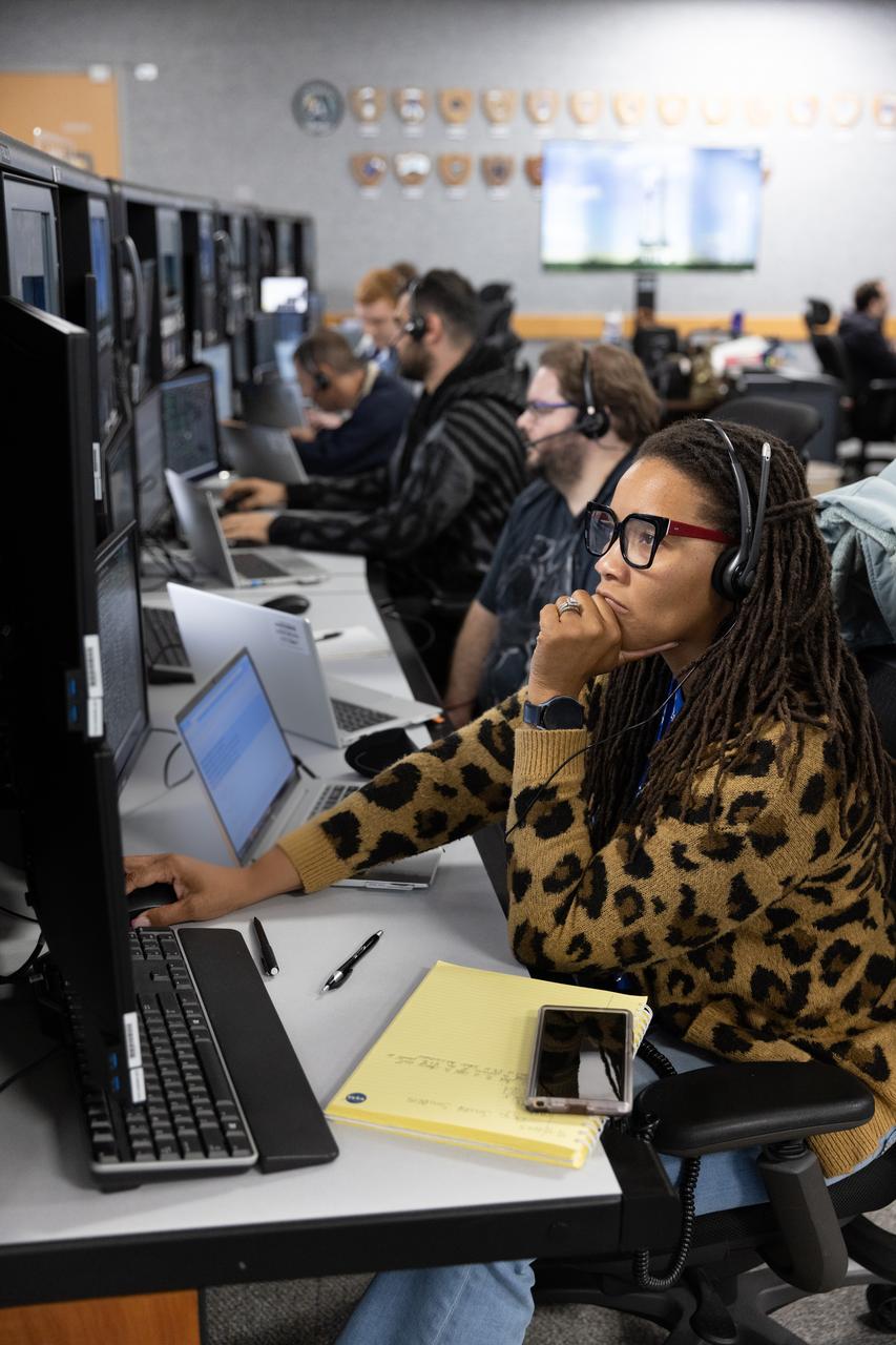 Members of the Artemis launch team participate in an Artemis II launch countdown simulation inside Firing Room 1 in the Launch Control Center at NASA’s Kennedy Space Center in Florida on Wednesday, May 7, 2025. The simulations go through launch day scenarios to help launch team members test software and make adjustments if needed during countdown operations. Artemis II is the first crewed flight under NASA’s Artemis campaign and is another step toward missions on the lunar surface and helping the agency prepare for future human missions to Mars.