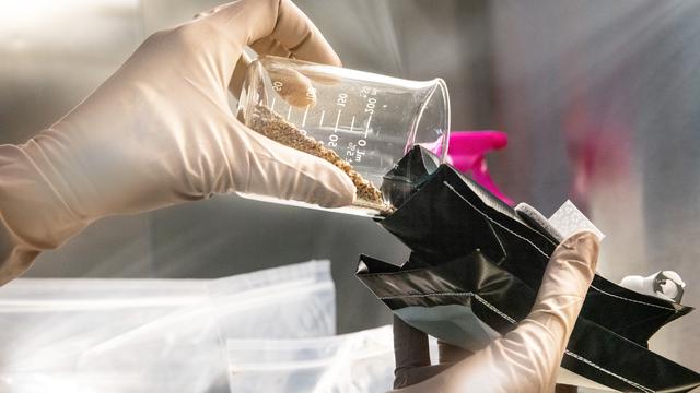 NASA image: Veggie Team Processes Pillows for Veg-03 MNO Seed Film