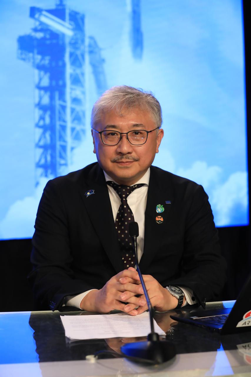 Naoki Nagai, program manager, International Space Station, Human Spaceflight Technology Directorate, JAXA, participates in a postlaunch news conference at the agency’s Kennedy Space Center in Florida on Friday, Aug. 1, 2025, following the launch of NASA’s SpaceX Crew-11 mission to the International Space Station. NASA astronauts Zena Cardman and Mike Fincke, along with JAXA (Japan Aerospace Exploration Agency) astronaut Kimiya Yui and Roscosmos cosmonaut Oleg Platonov, launched to the International Space Station aboard SpaceX’s Dragon spacecraft and Falcon 9 rocket at 11:43 a.m. EDT on the 11th crew rotation mission with SpaceX to the space station as part of NASA’s Commercial Crew Program.
