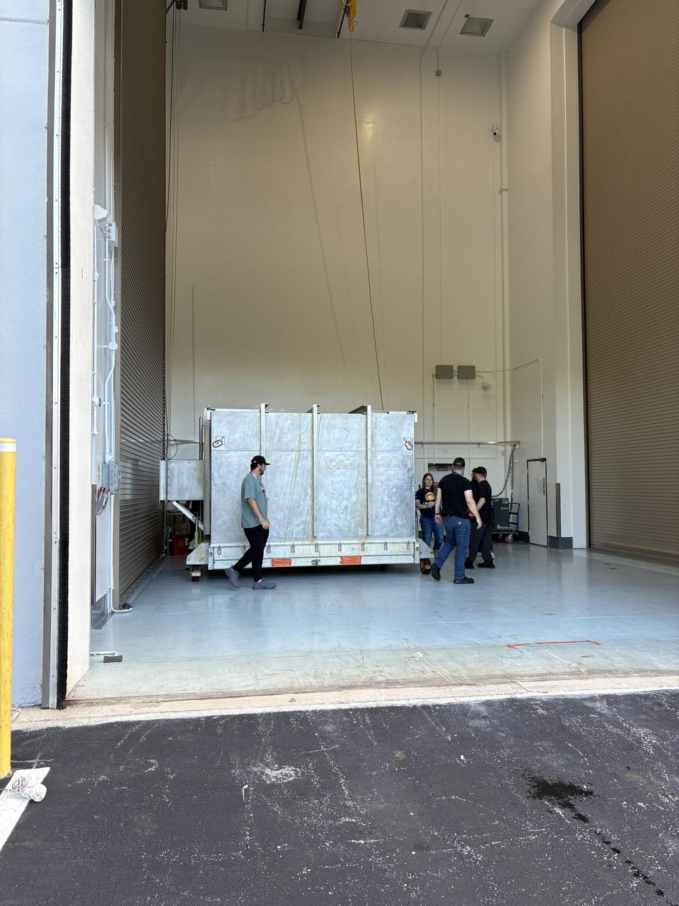 NASA’s IMAP (Interstellar Mapping and Acceleration Probe) observatory arrives at Building 2 where technicians will load 317 pounds (or 144 kilograms) of hydrazine into three tanks into the spacecraft at the Astrotech Space Operations Facility near NASA’s Kennedy Space Center in Florida on Tuesday, Aug. 12, 2025. IMAP will explore and map the boundaries of the heliosphere — a huge bubble created by the Sun’s wind that encapsulates our entire solar system — and study how the heliosphere interacts with the local galactic neighborhood beyond. 
