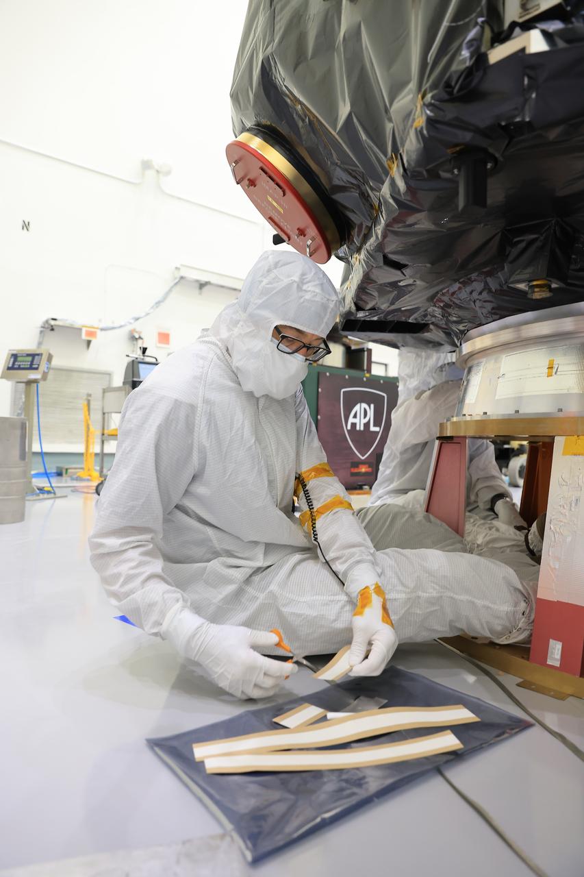 Technicians conduct blanket closeout work on NASA’s IMAP (Interstellar Mapping and Acceleration Probe) observatory at the Astrotech Space Operations Facility near NASA’s Kennedy Space Center in Florida on Friday, Aug. 15, 2025. IMAP will explore and map the boundaries of the heliosphere — a huge bubble created by the Sun’s wind that encapsulates our entire solar system — and study how the heliosphere interacts with the local galactic neighborhood beyond.