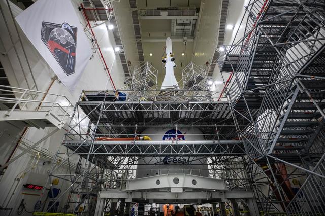 NASA image: Artemis II Launch Abort Sytem Stacked in the LASF