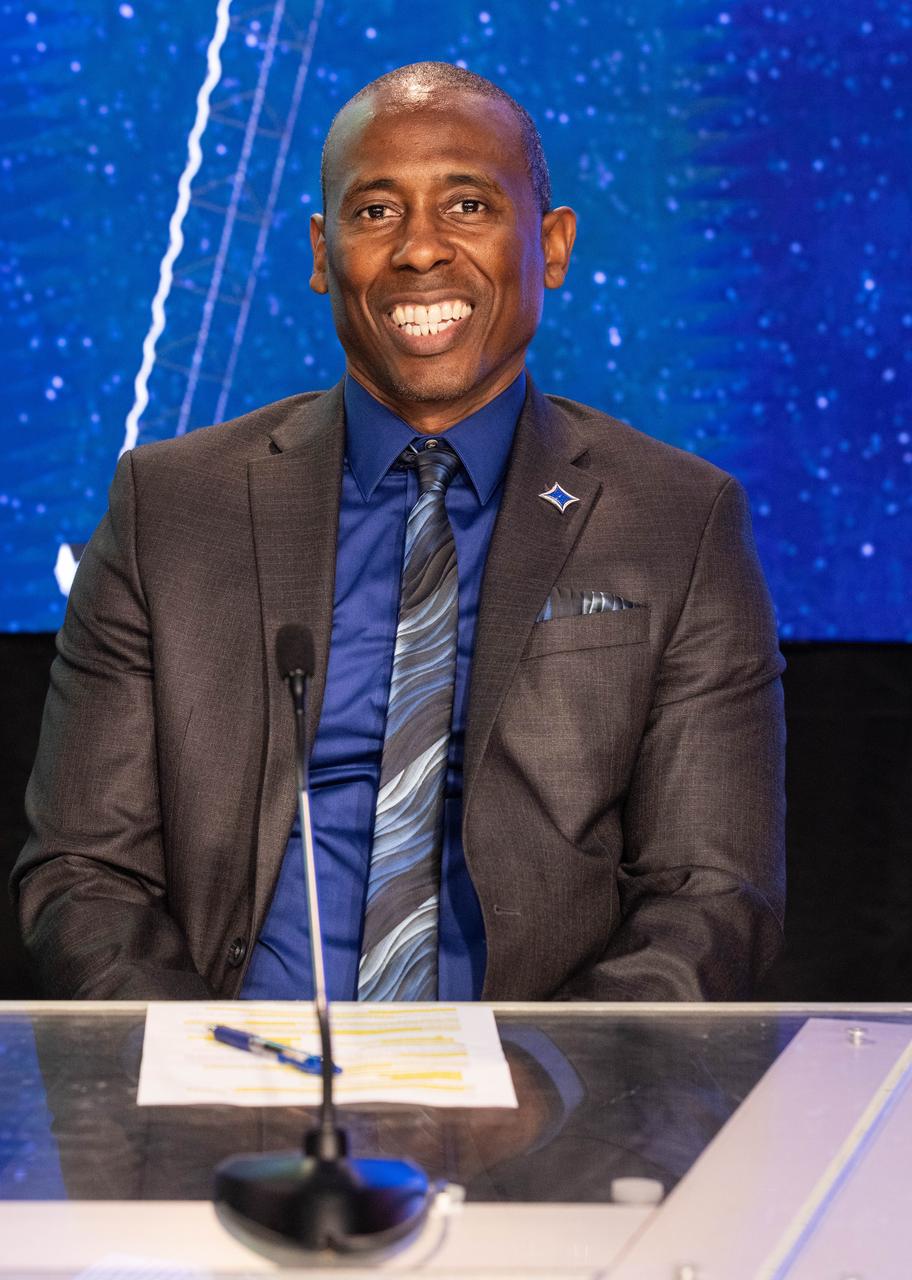 Dr. Denton Gibson, launch director, NASA’s Launch Services Program, participates in a prelaunch news conference on Sunday, Sept. 21, 2025, at the agency’s Kennedy Space Center in Florida for NASA's IMAP (Interstellar Mapping and Acceleration Probe) mission. NASA’s IMAP will use 10 science instruments to study and map the heliosphere, a vast magnetic bubble surrounding the Sun protecting our solar system from radiation incoming from interstellar space. This mission and its two rideshares – NASA’s exosphere-studying Carruthers Geocorona Observatory and National Oceanic and Atmospheric Administration’s (NOAA) Space Weather Follow On–Lagrange 1 (SWFO-L1) observatory – will orbit the Sun near Lagrange point 1, about one million miles from Earth. Launch is targeting 7:32 a.m. EDT, Tuesday, Sept. 23, from Launch Complex 39A at NASA Kennedy.