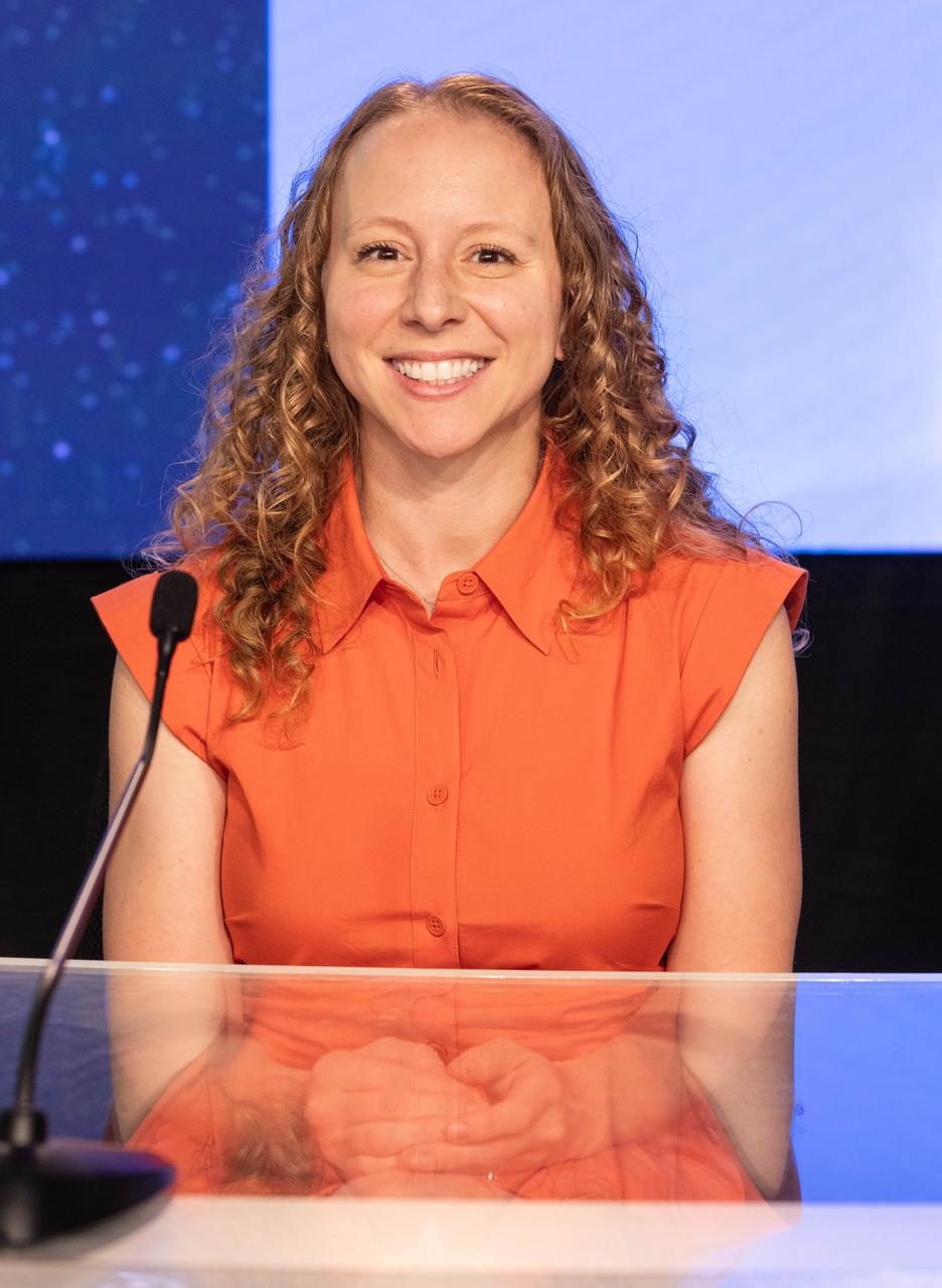 Julianna Scheiman, director, NASA Science Missions, SpaceX, participates in a prelaunch news conference on Sunday, Sept. 21, 2025, at the agency’s Kennedy Space Center in Florida for NASA's IMAP (Interstellar Mapping and Acceleration Probe) mission. NASA’s IMAP will use 10 science instruments to study and map the heliosphere, a vast magnetic bubble surrounding the Sun protecting our solar system from radiation incoming from interstellar space. This mission and its two rideshares – NASA’s exosphere-studying Carruthers Geocorona Observatory and National Oceanic and Atmospheric Administration’s (NOAA) Space Weather Follow On–Lagrange 1 (SWFO-L1) observatory – will orbit the Sun near Lagrange point 1, about one million miles from Earth. Launch is targeting 7:32 a.m. EDT, Tuesday, Sept. 23, from Launch Complex 39A at NASA Kennedy.
